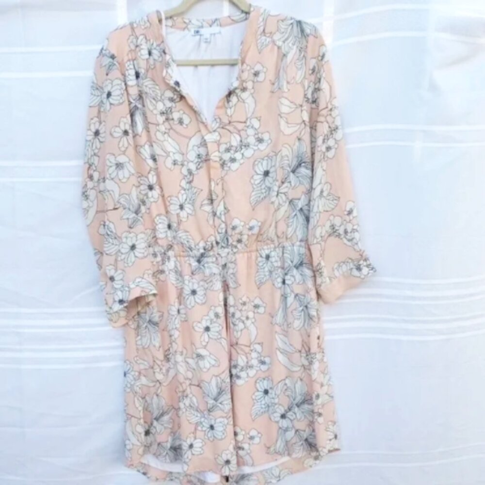 Peach and White Floral Print Women's Dress